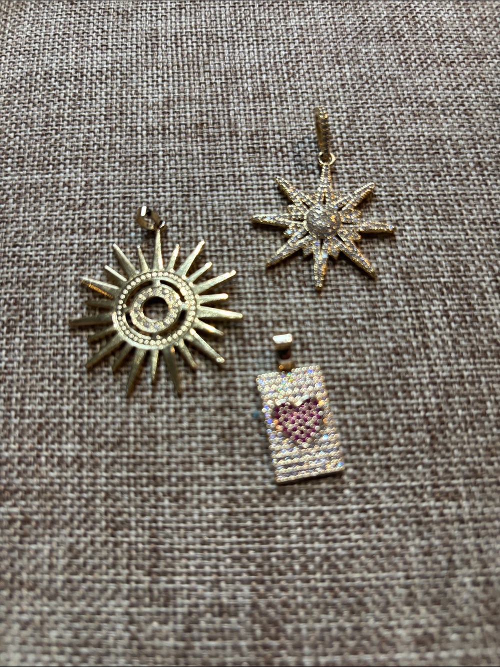 3/$30 - Set of 3 Gold Starburst and Heart Pendants